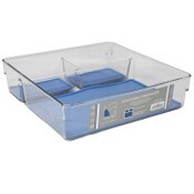 Wholesale - 3sect Blue Plstc Storage Organizer wNon-Slip Bottom C/P 12, UPC: 195010046961
